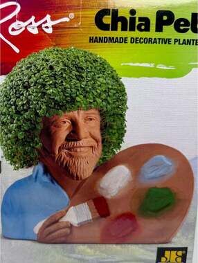 Bob Ross with Paint Palette Chia Pet Handmade Decorative Planter